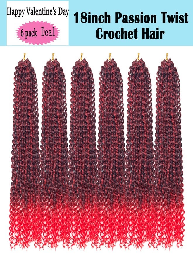 YOROSTAR 6 Packs Passion Twists Hair 18inch Ombre Red Water Wave Crochet Hair for Butterfly Soft Locs Synthetic Crochet Hair Passion Twist Long Bohemian Locs Braiding Hair Extensions (18inch T1B/Red#) - Image 4