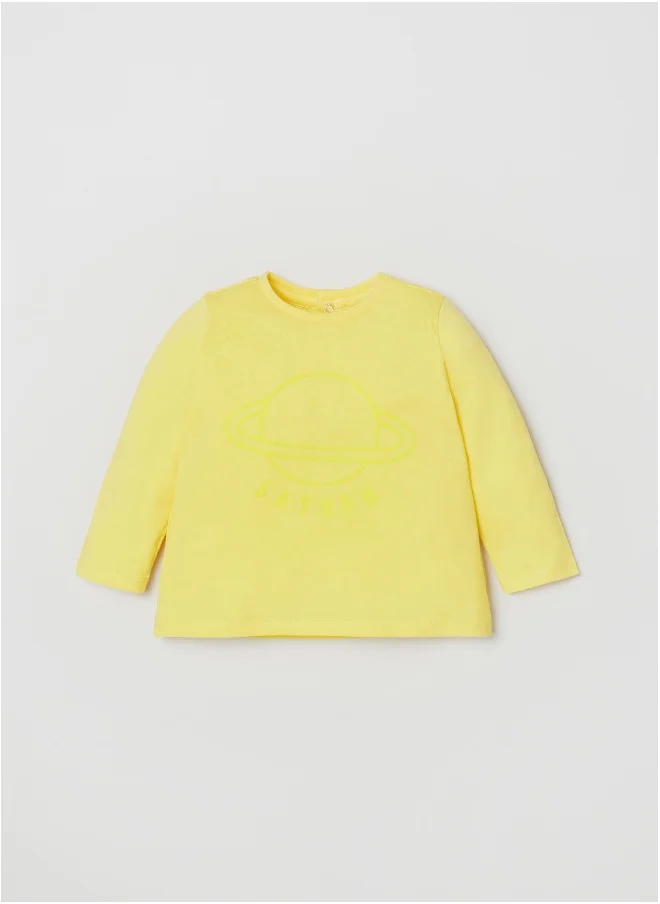 او في اس Ovs T-Shirt With Long Sleeves And Saturn Print