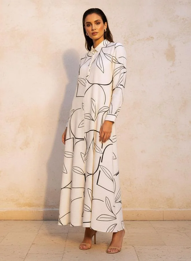 Iconic Iconic Printed A line Women Dress with Concealed Placket
