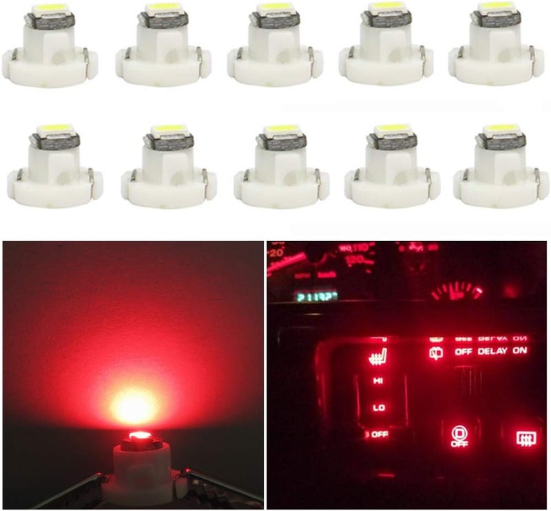 WLJH مصابيح WLJH 10x حمراء T4.2 نيون ويدج LED لعدادات السيارة ولوحة القيادة - Image 1