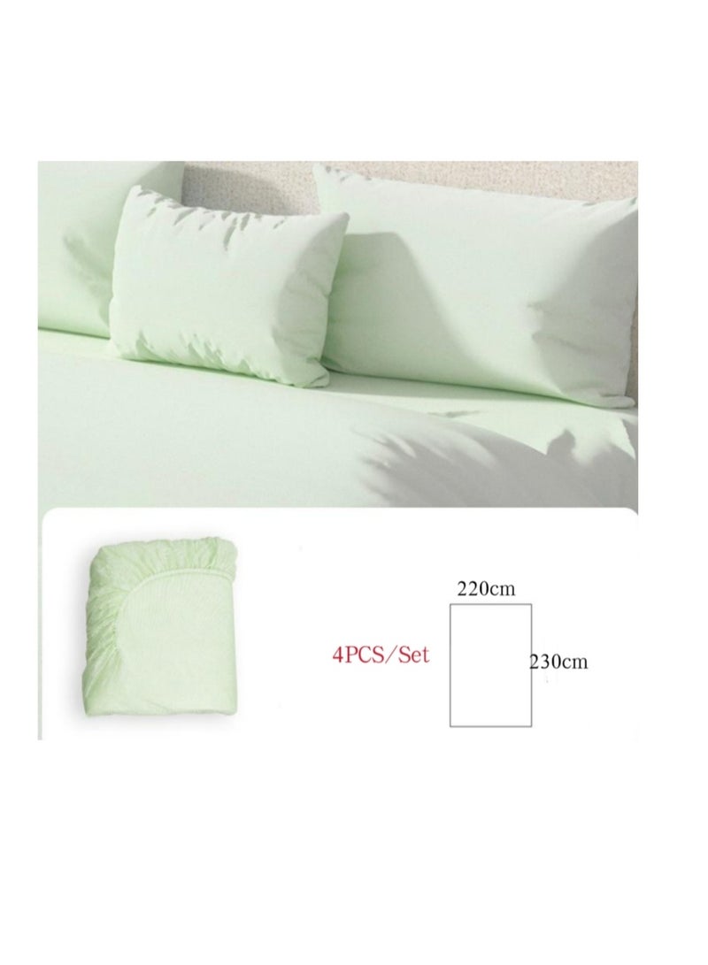Disposable Bedding 1 Sets Of Portable Disposable Bedding Travel-Ready 4-Piece Double Set with Bed Sheets, Quilt Cover, and Pillowcase for Convenient Travel Use Green - Image 1