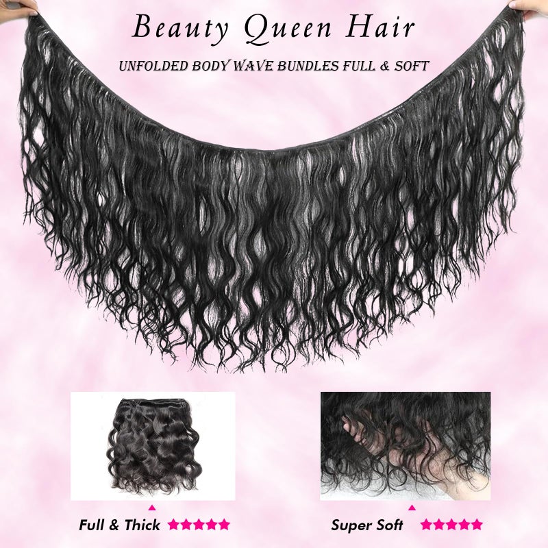 Beauty Queen 16A Body Wave Bundles Human Hair (20 18 16 Inch) 100% Unprocessed Brazilian Virgin Weave 3 Bundles Human Hair Full And Thick Remy Hair Extensions Natural Color for Women - Image 4