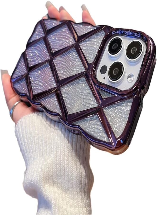 Next Next Store Herringbone Clear Phone Case Luxury Shockproof Anti-Scratch Compatible with iPhone 11 Electrostatic Gradient Cover Stylish Design for Women(Mauve)