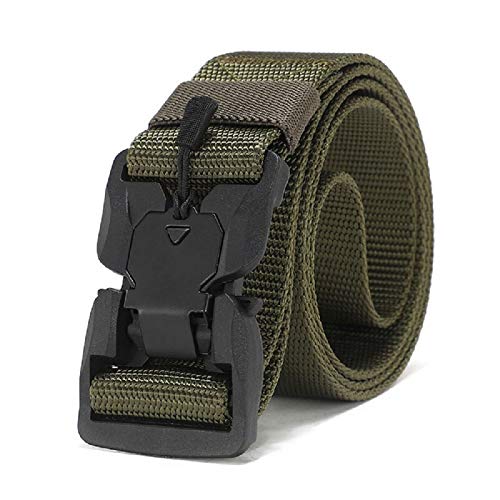 Contacts Synthetic Quick Release Buckle Nylon Belt for Men | Men's Nylon Belt (Free Size) (Green) - Image 1