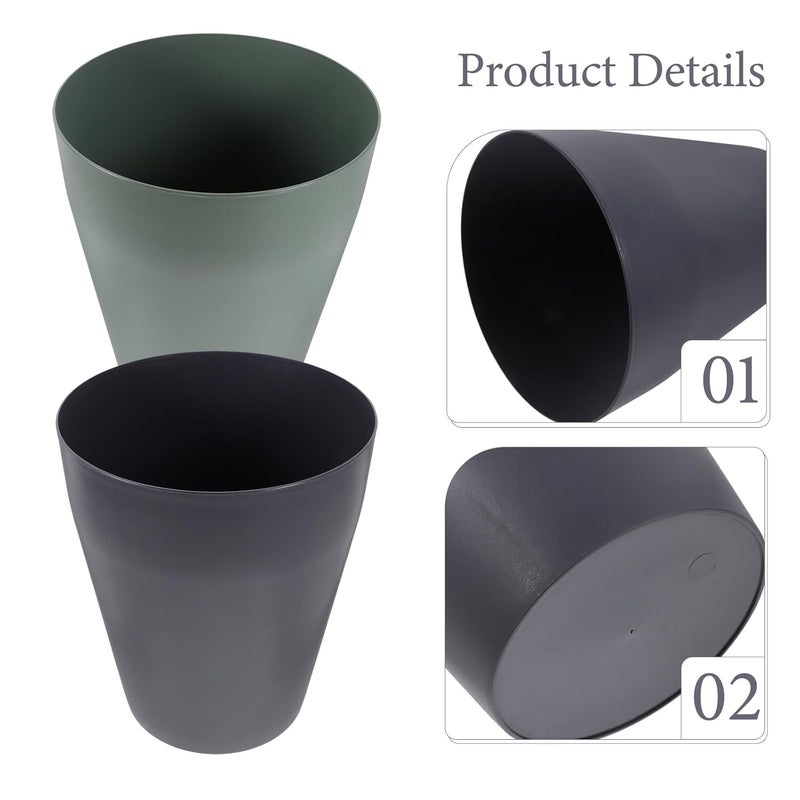 Small Oval Lidless Trash Can 2pcs, Plastic Wastebaskets for Bathroom Bedroom Kitchen, Navy and Dark Green Household Garbage Buckets for Desk Under Sink Use - Image 3