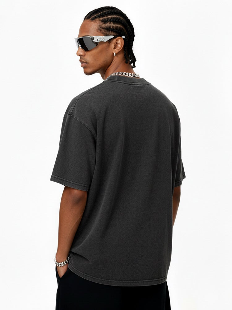 -style Retro Weeknd Printed Short-sleeved Heavy Black Hip-hop Loose Trendy Brand Pure Cotton Ins T-shirt - Image 4