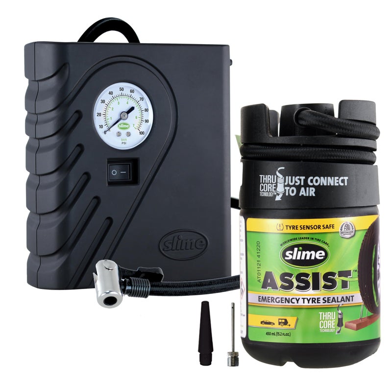 Slime سلايم 50138-51 إصلاح ثقب الإطار المسطح، سمارت ريبير بلس، مجموعة الطوارئ لإطارات السيارات، تشمل السدادة ومضخة نفخ الإطار، مناسبة للسيارات وغيرها من المركبات على الطرق السريعة، إصلاح في 12 دقيقة - Image 2