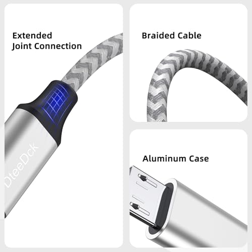 DteeDck USB C to Micro USB Cable 6.6ft, MicroUSB to USB Type C Cable Braided Male to Male USB-C USBC to Micro USB Cord 2M for Charging & Data Transmission - Image 5