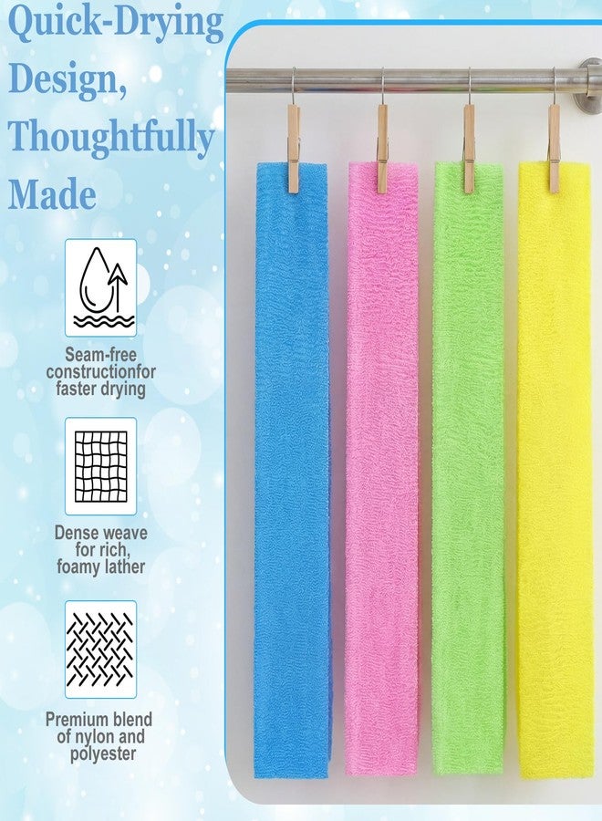 Tegeme 18 Pcs Exfoliating Washcloth Towel Japanese Nylon Bath Towel Colorful Body Scrubber Exfoliator Sponge Loofah Washcloth for Skin Shower Bath(Vibrant Colors,35.4 Inch) - Image 4