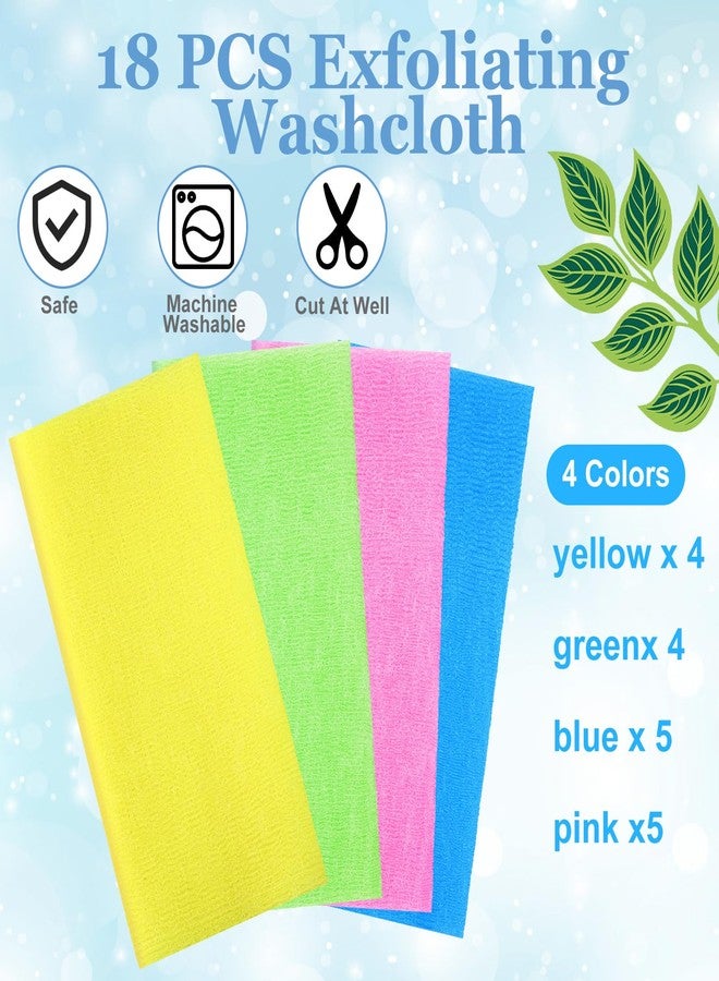 Tegeme 18 Pcs Exfoliating Washcloth Towel Japanese Nylon Bath Towel Colorful Body Scrubber Exfoliator Sponge Loofah Washcloth for Skin Shower Bath(Vibrant Colors,35.4 Inch) - Image 3