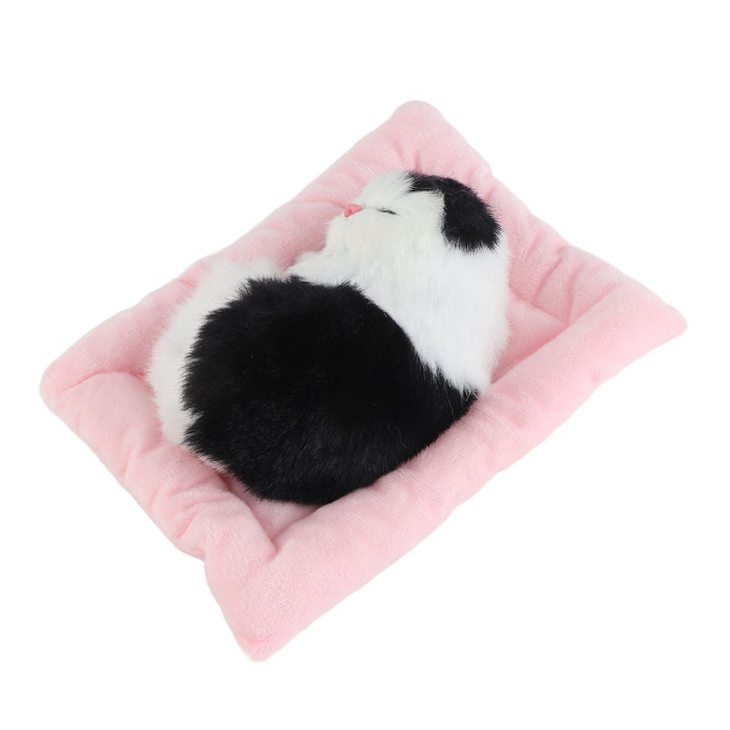 Fake Cats Sleeping Kitten Doll Toy Simulation Sleeping Cat On Pad Interactive Pet Toy with Sound Active CarbonBlack and White Cat Shape - Image 1