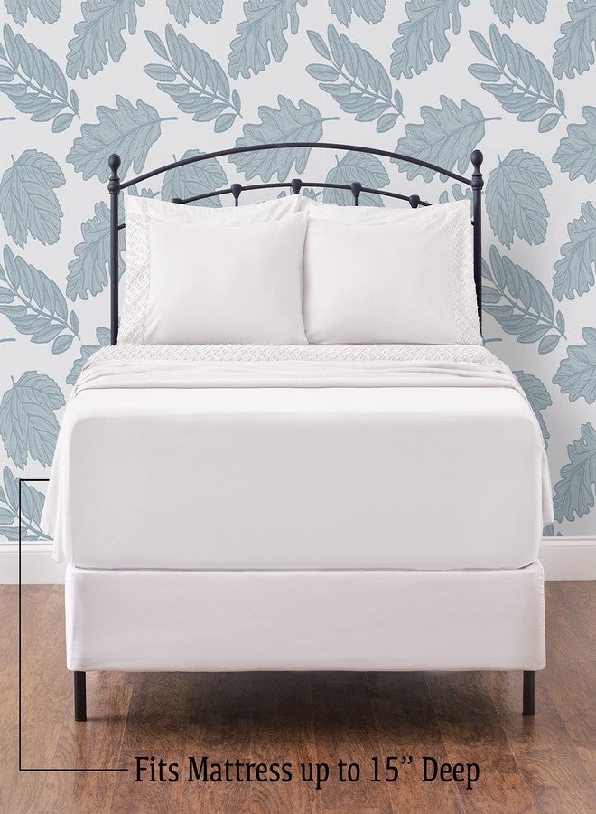 Chanasya Premium Clipped Sheet Set - Tufted Boho Double Brushed Chic Soft Textured Clipped Solid Microfiber Sheet Set - Fitted Sheet, Flat Sheet & 2 Pillow Cover - 4-Piece Set - White, King Size - Image 4