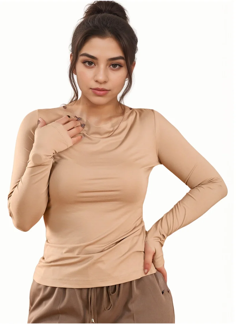 وي كرييت Beige Long Sleeve Top By WECRE8