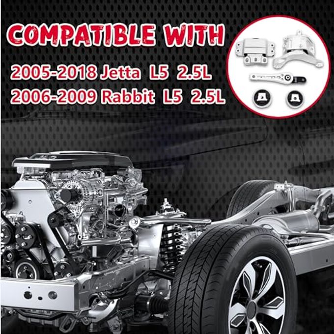 QRYIPPDM Engine Motor and Transmission Mount Kit Compatible with 2005-2018 Jetta 2.5L L5 Rabbit 2006-2009 L5 2.5L 5PCS 10012 9283 9245 9260 9263 A4928 A6969 A6966 A4927 A6962 - Image 3