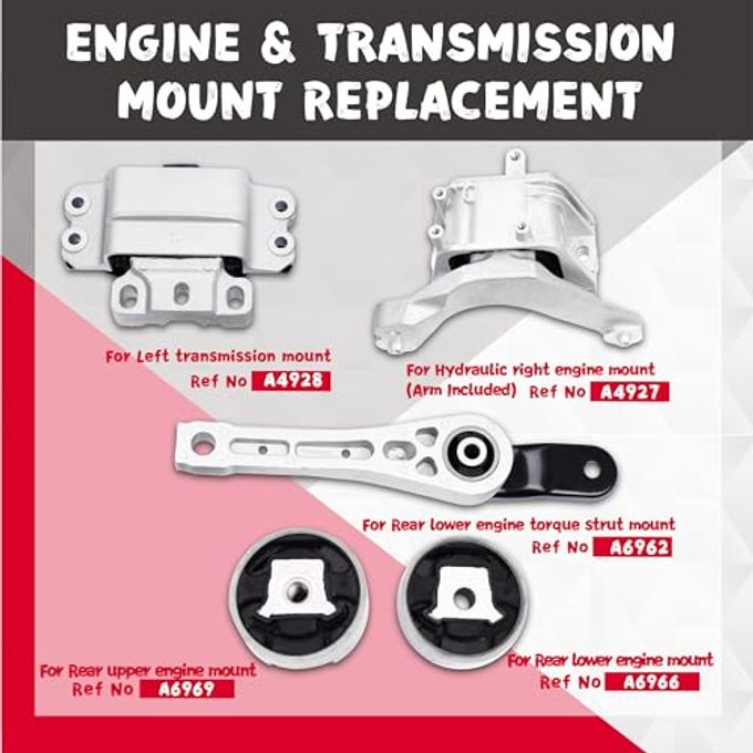 QRYIPPDM Engine Motor and Transmission Mount Kit Compatible with 2005-2018 Jetta 2.5L L5 Rabbit 2006-2009 L5 2.5L 5PCS 10012 9283 9245 9260 9263 A4928 A6969 A6966 A4927 A6962 - Image 2