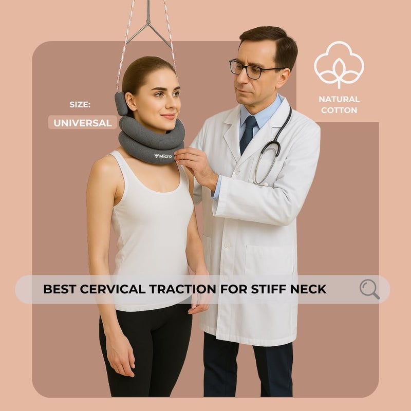 Micro Meditex Neck Stretcher for Pain Relief, Five Nights Cervical Traction Head Holder Belt for TMJ Pain Relief and Cervical Spine (Grey, Header with Rope Only) - Image 2