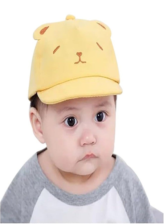 EvoNest Kids Cap - Summer Cap Cute Animal Bear Design Sunshade Hat for 6-18 Month Kids (Yellow) - Image 1