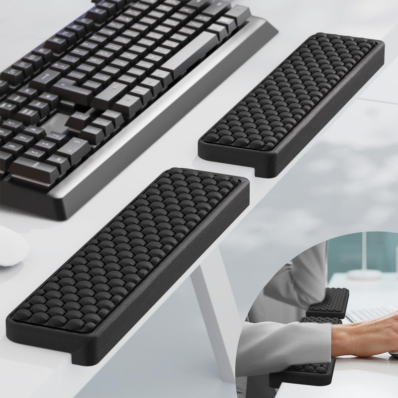 MEKASS L-Shaped Desk Elbow Pad for Desk, Memory Foam Elbow Support Padding with Non-Slip, 2-Piece Ergonomic Desk Edge Cushion, Wrist Comfort Support for Office Home (Honeycomb Texture) - Image 1