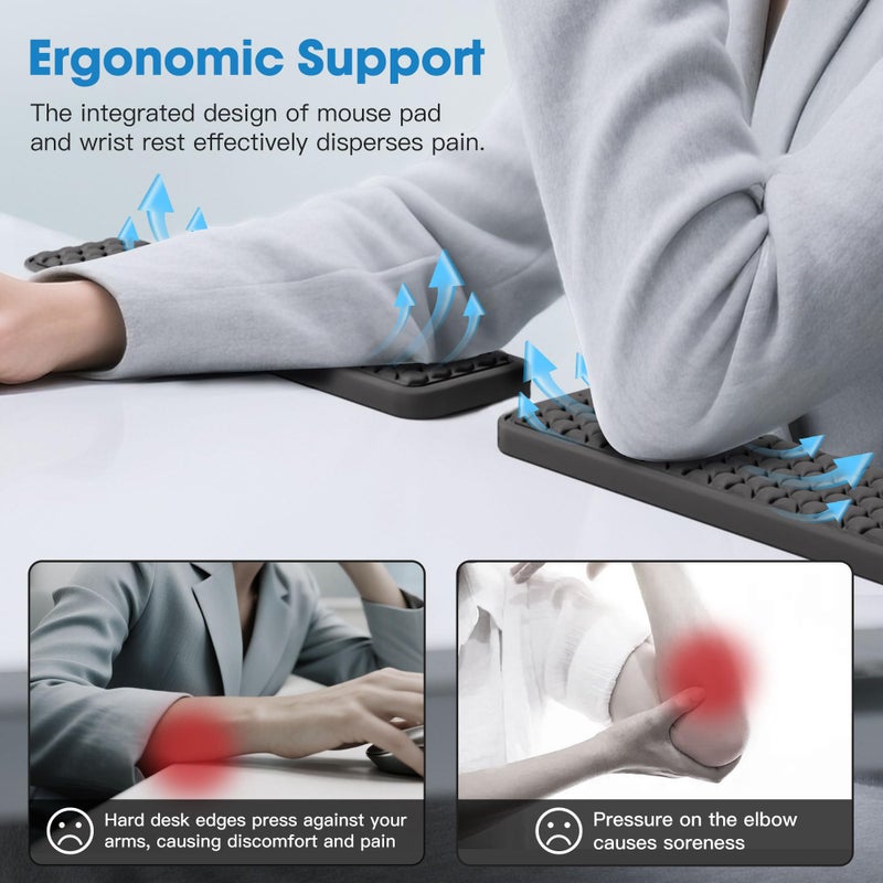 MEKASS L-Shaped Desk Elbow Pad for Desk, Memory Foam Elbow Support Padding with Non-Slip, 2-Piece Ergonomic Desk Edge Cushion, Wrist Comfort Support for Office Home (Honeycomb Texture) - Image 2