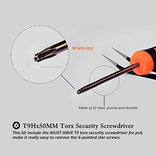 TECKMAN Cleaning Repair Tool Kit for PS4 PS5, TECKMAN TR9 Torx Security Screwdriver with PH00 PH0 PH1 Phillips Screwdriver Set for Sony Playstation 4,5 Main,Controller Tear Down and Dust Removal - Image 2