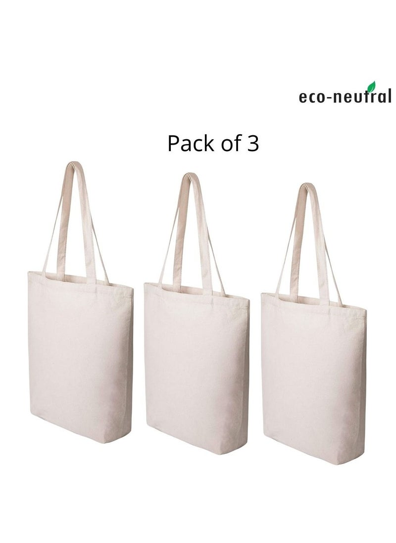 Eco-neutral - 3-Piece Eco-Neutral Cotton Tote Bag Bulk/Wholesale Natural Cotton For DIY Crafts Gift And Wedding Birthday Shopping Or Reusable Grocery Bag - Image 1