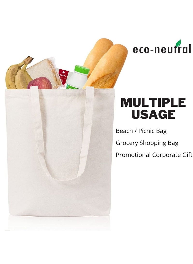 Eco-neutral - 3-Piece Eco-Neutral Cotton Tote Bag Bulk/Wholesale Natural Cotton For DIY Crafts Gift And Wedding Birthday Shopping Or Reusable Grocery Bag - Image 1
