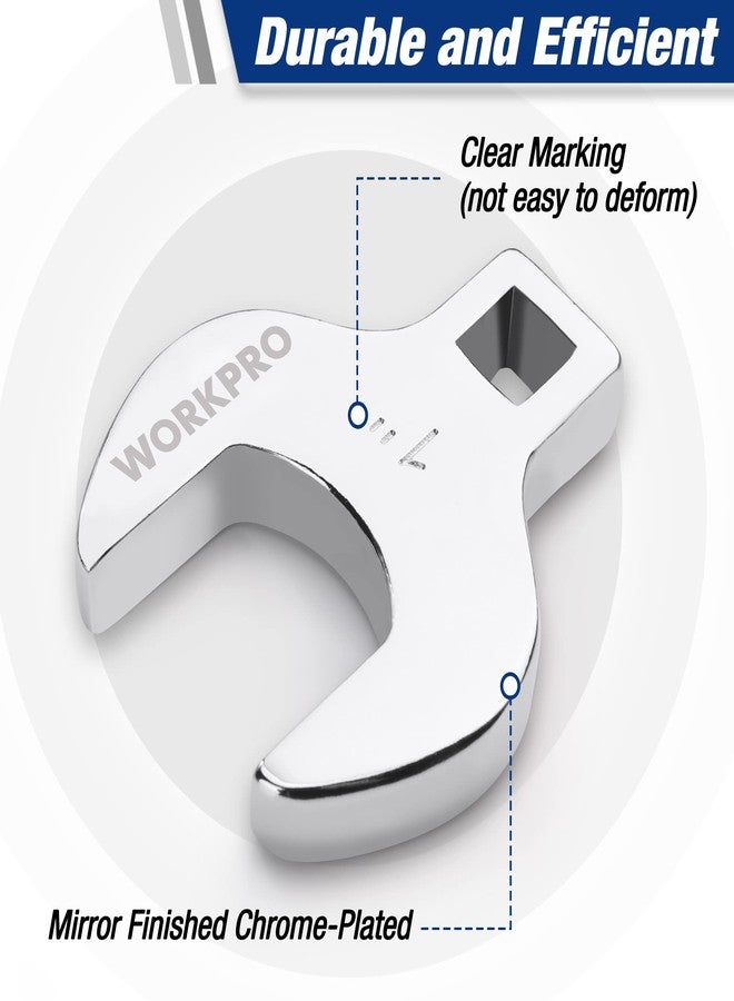 WORKPRO 3/8" Drive Crowfoot Wrench Set, 10-Piece SAE Crowfoot Wrench with Clip-on Organizer, 3/8”-1”, Great for Automotive Repair Work Hard-To-Reach Areas - Image 2