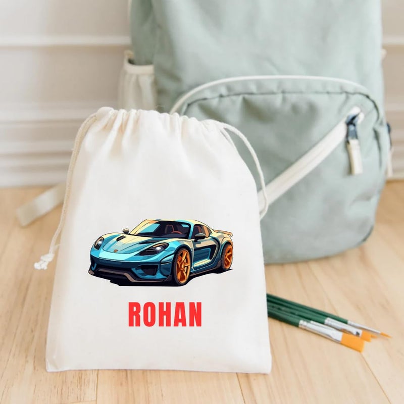Yellow Nuts Personalied Gift Bags For Return Gifts Party Favour Candy Treat Goody Bag Kids Girls Boys Cartoon Car Theme Carry Bags Pack of 6 - Image 5