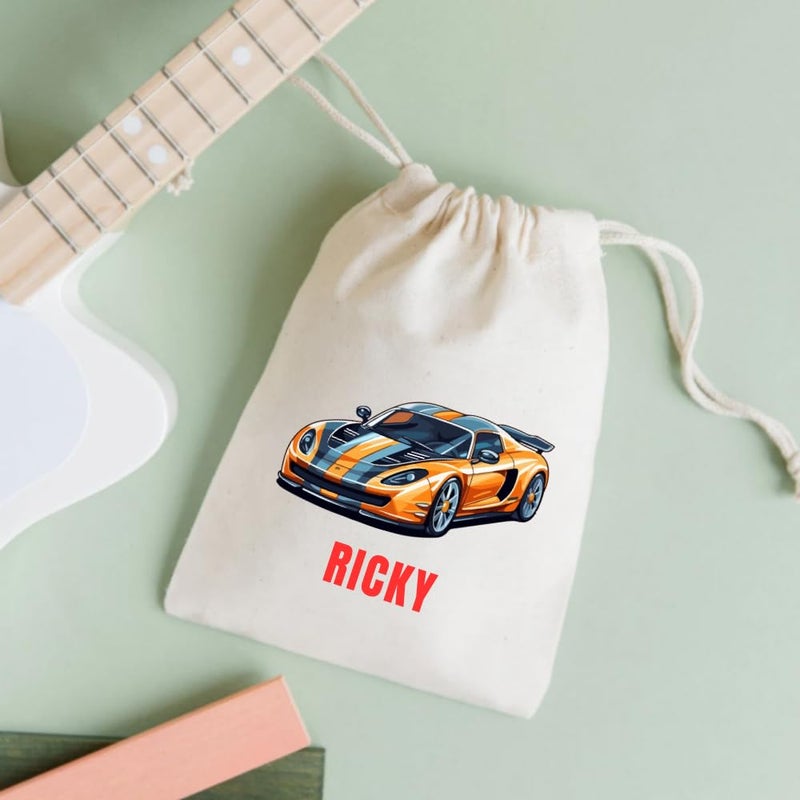 Yellow Nuts Personalied Gift Bags For Return Gifts Party Favour Candy Treat Goody Bag Kids Girls Boys Cartoon Car Theme Carry Bags Pack of 6 - Image 4