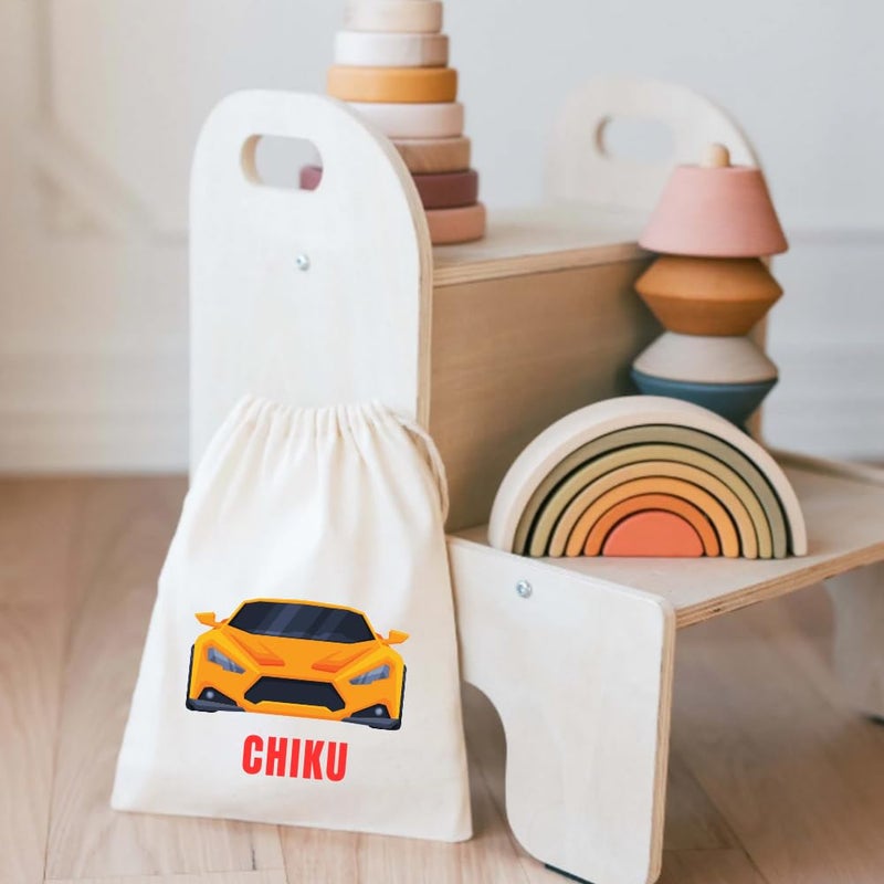 Yellow Nuts Personalied Gift Bags For Return Gifts Party Favour Candy Treat Goody Bag Kids Girls Boys Cartoon Car Theme Carry Bags Pack of 6 - Image 2
