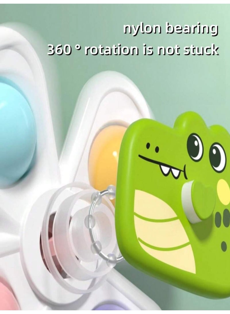 3-piece set of children's bathroom bathtub toy suction cup rotating toy, suitable for tabletops, glass and tile walls, eye-catching colorful cartoon animal suction cup top, cute crocodile rabbit lion pattern touch fun toy - Image 4