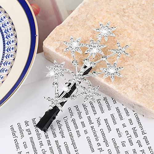 FAVELA Star Wedding Cristal Rhinestone Tree Hair Pin Barrettes Hair Clips | Stylish and Comfortable Juda Pin Hairpins Hair Accessories Jewellery Set for Womens and Girls (Silver, Pack of 2) - Image 3