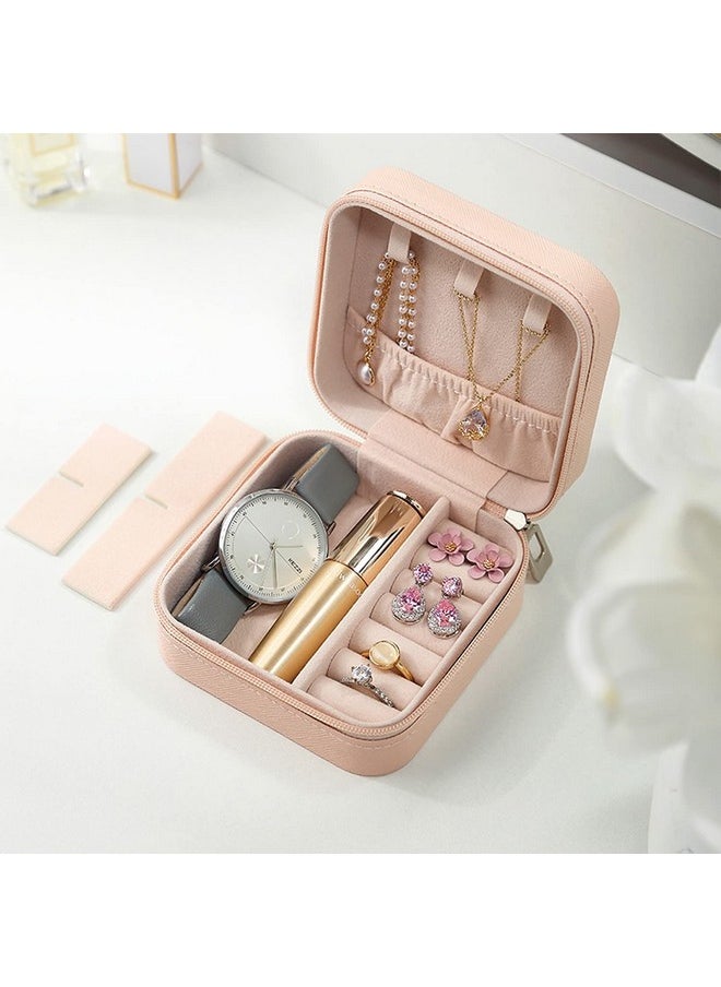 YouBella YouBella Jewellery Organiser PU Leather Zipper Portable Storage Box Case with Dividers Container for Rings, Earrings, Necklace Home Organizer, Pink (Style 1)  - Image 2
