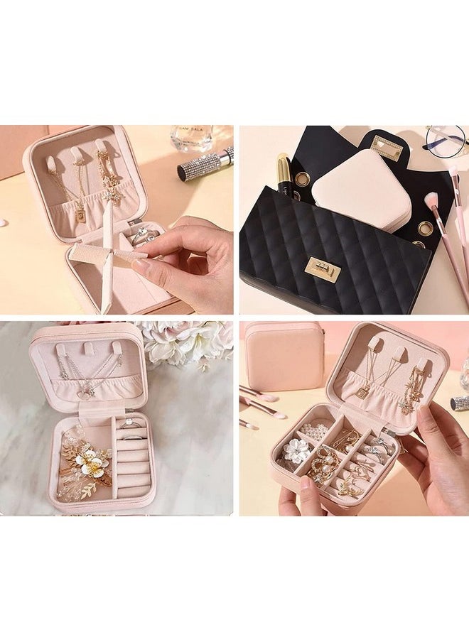 YouBella YouBella Jewellery Organiser PU Leather Zipper Portable Storage Box Case with Dividers Container for Rings, Earrings, Necklace Home Organizer, Pink (Style 1)  - Image 5