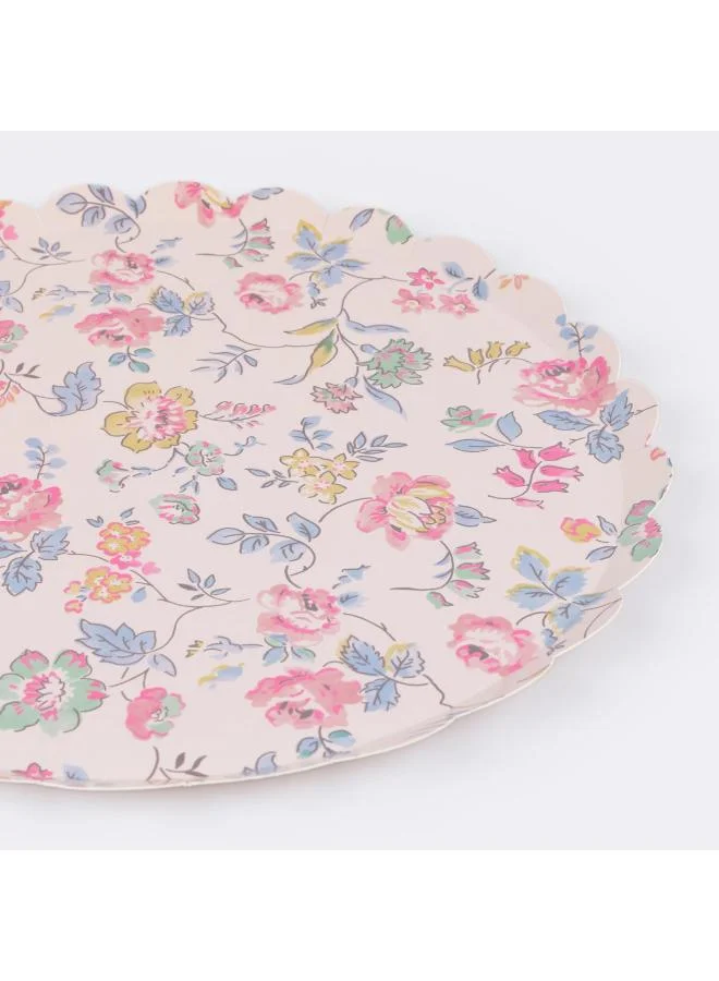 Meri Meri  Pink Chintz Dinner Plates - Pack of 8, 450gsm Paper Plates with Scalloped Edges and Pastel Floral Design, Stylish Party Tableware for Birthdays, Bridal Showers & Afternoon Teas  | Best Price UAE