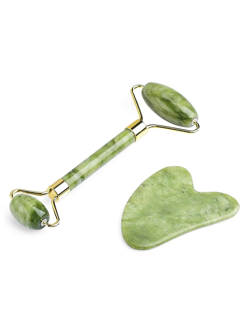 Generic Jade Roller and Gua Sha Massager Tools, Anti-Aging Face Roller Massage, Facial Roller to Reduce Wrinkles, Eye Puffiness, Durable, Noiseless Stones Massager Kit for Face, Neck, Back, Leg  - Image 1