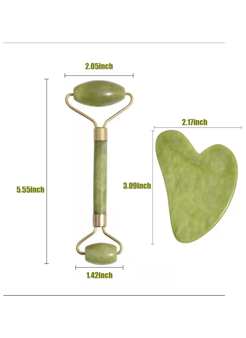 Generic Jade Roller and Gua Sha Massager Tools, Anti-Aging Face Roller Massage, Facial Roller to Reduce Wrinkles, Eye Puffiness, Durable, Noiseless Stones Massager Kit for Face, Neck, Back, Leg  - Image 2