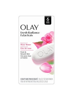 Olay Olay Fresh Radiance Beauty Bar, Nourishing & Refreshing Formula, Smooth & Gentle on Skin, Vitamin B3 Complex, Essence of Rose Water Scent, 3.17 oz (Pack of 6) 