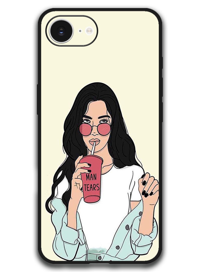 Theodor Case Compatible with Apple iPhone 16e 6.1 Inch Protection Shockproof Bumper Cover - Girl Drinking Coffee - Image 1