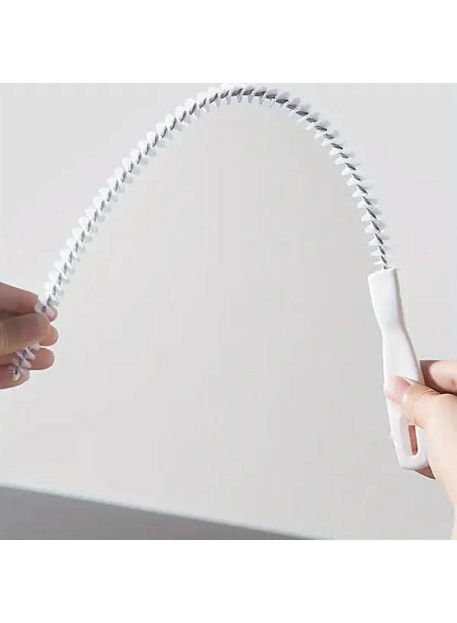 White Manual Drain Clog Remover Tool Flexible Sink Snake Brush Rotating Mechanism Hand Operated For Sinks Showers Bathtubs Toilets - Image 1
