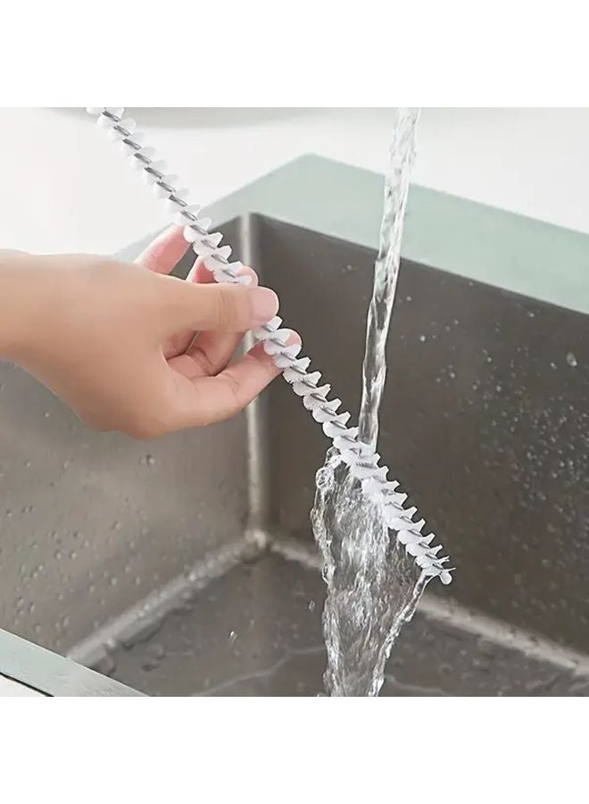 White Manual Drain Clog Remover Tool Flexible Sink Snake Brush Rotating Mechanism Hand Operated For Sinks Showers Bathtubs Toilets - Image 4