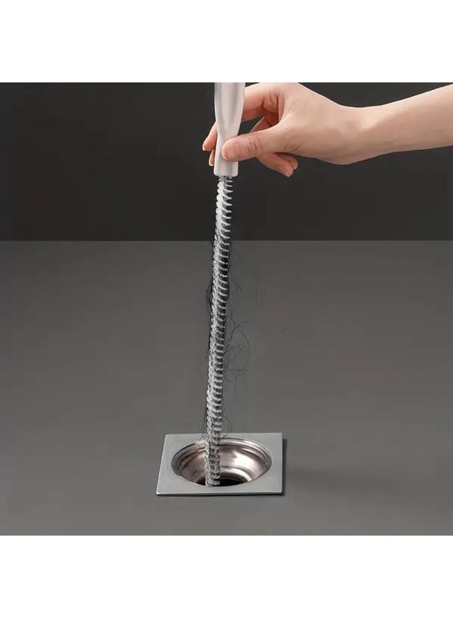 White Manual Drain Clog Remover Tool Flexible Sink Snake Brush Rotating Mechanism Hand Operated For Sinks Showers Bathtubs Toilets - Image 2