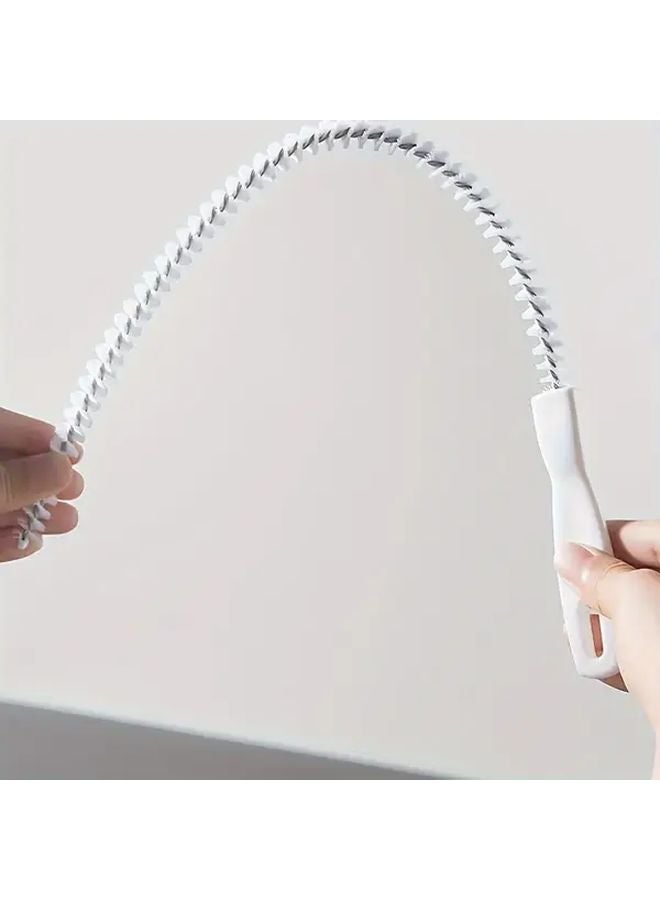 White Manual Drain Clog Remover Tool Flexible Sink Snake Brush Rotating Mechanism Hand Operated For Sinks Showers Bathtubs Toilets - Image 3