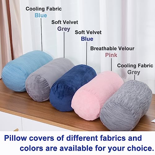1 MIDDLE ONE Round Cylinder Bolster Pillow with Removable Velvet Cover, Tube Roll Cervical Pillow for Head, Neck, Back and Legs Support, 13" x 6", Grey - Image 5