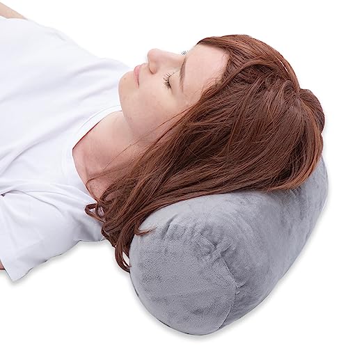 1 MIDDLE ONE Round Cylinder Bolster Pillow with Removable Velvet Cover, Tube Roll Cervical Pillow for Head, Neck, Back and Legs Support, 13" x 6", Grey - Image 1
