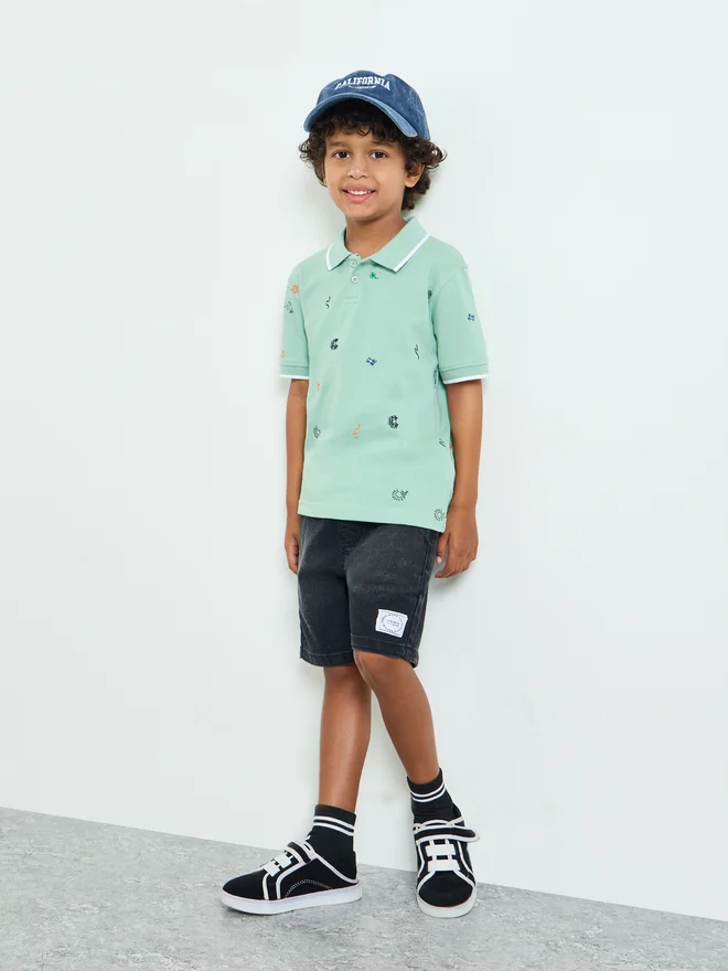 Styli Boys Embroidered Polo T-Shirt