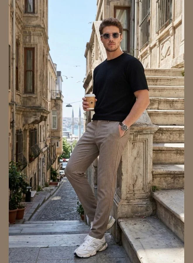 Buratti Buratti Slim Fit Regular Waist Tapered Leg Trousers Men's Pants 6843649