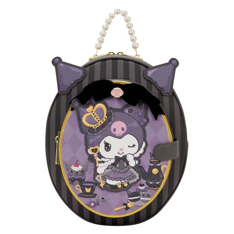 Loungefly x Funko POP! Sanrio Hello Kitty and Friends Kuromi 20th Anniversary Cameo Mini Backpack (22.8 x 8.2 x 27.9 cm, Black/Purple/Grey) - Image 1