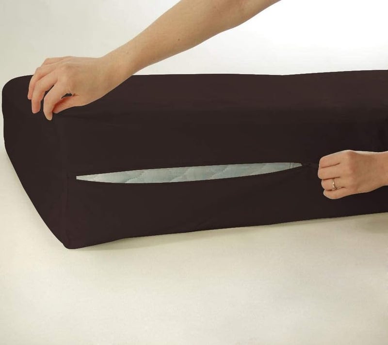 Sea Monk حامي مرتبة Sea Monk المقاوم للماء بسحاب، حجم مفرد (75x36 بوصة) مع انخفاض 6 بوصات بني، غلاف مرتبة بسحاب، غطاء سرير، حامي مرتبة مقاوم للماء من ستة جوانب - Image 1