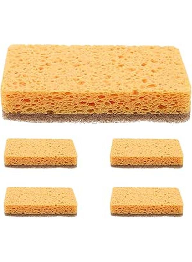 Reusable Natural Wood Pulp Kitchen Sponge Set 5Pcs Multi Function Oil Resistant Dish Scrubber - Image 1